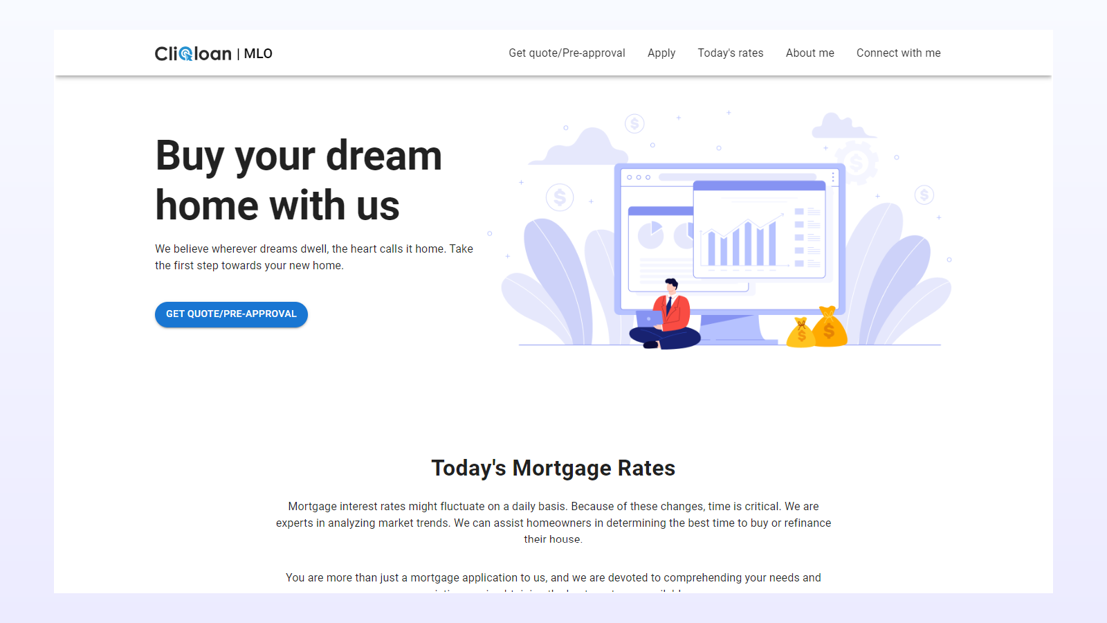 CliQloan loan officer microsite with bio, calendar and application link