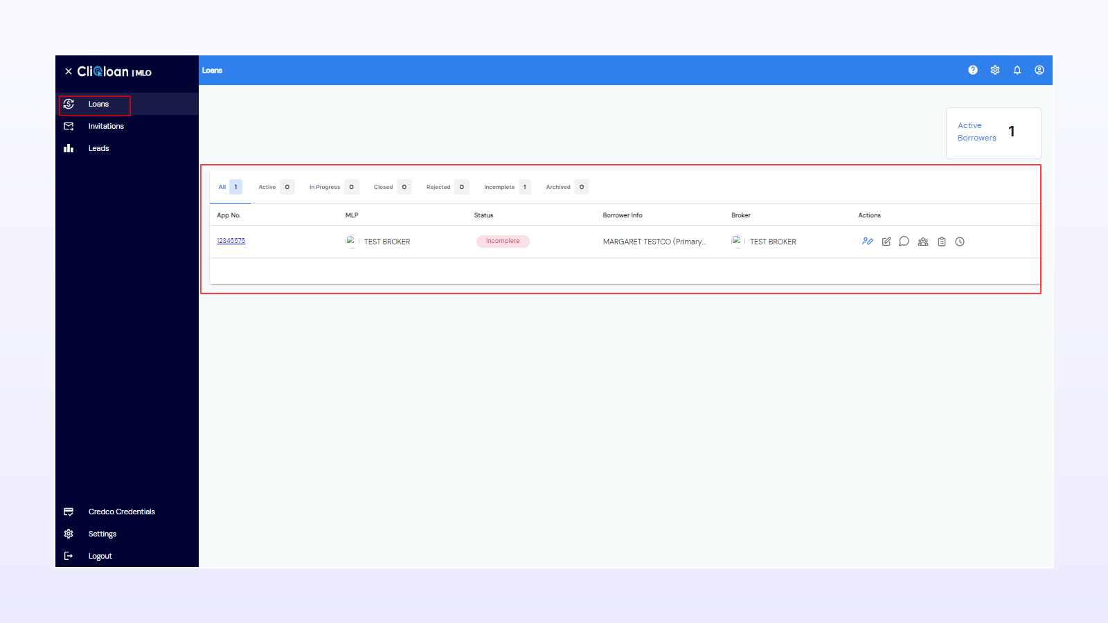 CliQloan broker pipeline showing loans grouped by stage